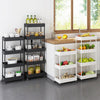Multi-tier Trolley on Wheels Kitchen Bathroom Storage Utility Cart with Shelves