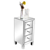 Mirrored Bedside Table Cabinet Glass Nightstand Crystal Knobs 3-Drawer