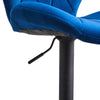 2x Blue Velvet Breakfast Bar Stools Swivel Gas Lift Chairs Kitchen Pub Chair