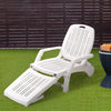 Resin Reclining Sun Loungers 5 Positions Adjustable Foldable Chair with Wheels