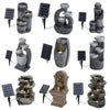 Solar Water Feature LED Light Outdoor Garden Fountain Cascading Waterfall Statue