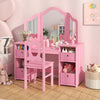 Princess Dressing Table Kids Vanity Desk & Chair Set-Pink