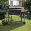 Large Charcoal Grill BBQ Smoker with Wheels, 2 Foldable Side Tables, Thermometer