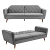 3 Seater Sofa Bed Grey Velvet Button Back - Victoria
