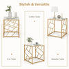 Square Side Table Modern Sofa End Table Desk Nightstand Tempered Glass Tabletop