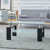 Black Glass Coffee Table 2 Tier With Shelf Rectangle MDF Legs Livingroom Modern