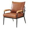Brown Faux Leather Sofa Armchair Couch Living Room Metal Legs Modern 1 Seater