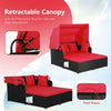 Outdoor Hand-Woven PE Wicker Daybed Sun Lounger Patio Loveseat Sofa Set w/Canopy