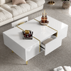 Modern High-gloss Coffee Table with 2 drawer for Living Room, White