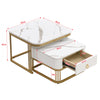 Nesting Coffee Table Side Table with Drawer Marble Exterior Square Set of 2