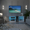 Mondeer LED TV Cabinet TV Stand 140cm with 5 Open Compartments RGB Lights White