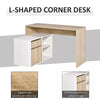 L-Shape Computer Table Wooden Office Work Desk Drawer Cabinet Dorm Natural/White