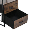 Industrial Rustic Wood Storage Cabinet with Shelves & Fabric Drawers Metal Legs