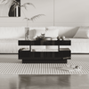 Coffee Table with Storage Drawers & LED Strips Black Tea Table for Living Room