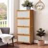 Wood Rattan Cupboard Storage 4Tier Free Standing Shoe Organizer Cabinet Entrance
