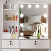 Modern Dressing Table Makeup Desk with Mirror 6-Drawer Stool Bedroom Vanity Set