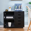 Mobile Filing 5 Drawer Pedestal Cabinet File Storage with Door Home Office Black