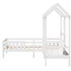 Bed and Set with Roof White 80x200 Solid Wood Pine L5A0