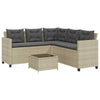 Brokky Garden Sofa with Table and Cushions L-Shaped Grey Poly I4Z3