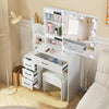 LED Vanity Table Set Sliding Lighted Mirror Dressing Table 6 Drawer Dresser Desk