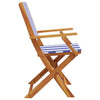 Folding Garden Chairs 8 pcs Blue and White Fabric and Solid Wood U1Z7