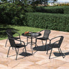 80cm Black Round Garden Table Outdoor Cafe Patio Dining Table with Parasol Hole