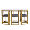 Dining Table and Chairs Set 6 Kitchen Table with MDF White Marble Tabletop Gold