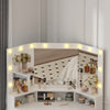 Corner Dressing Table LED Mirrors&Doors&Drawers Storage Makeup Desk Stool White