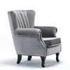 Velvet Grey Wing Back Armchair Studded Fireside Tub Chair Accent High Backrest