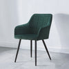 Set of 2 Green Velvet Dining Chairs with Arm rest Kitchen Dining Room Chairs