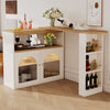 Kitchen Island Storage Cabinet Bar Bistro Table with Extendable Dining Table