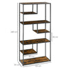 Industrial Ladder Shelf, 6 Tier Bookshelf, Display Rack for Living Room Brown