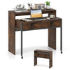 Convertible Home Office Desk Extendable Computer Desk with Storage-Coffee