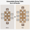 110-150cm Extendable Dining Table Modern Large Kitchen Table up to 8 People Wood