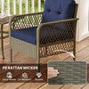 3 Pieces Rattan Bistro Set with Tempered Glass Table Charcoal Grey