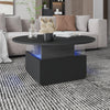Coffee Table with LED Lights Cocktail Sofa Center Table for Living Room Black
