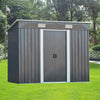 Panana 8FT X 4FT Grey Metal Garden Shed Pent Roof Tool Storage FREE FOUNDATION