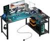 L Shaped Gaming Desk with Power Outlets Corner Computer Desk 110x80CM PC