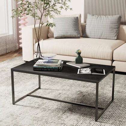 Modern Coffee Table Rectangle Slate Top Tea Dining Table Living Room Storage