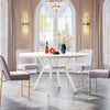 Round Dining Table for 6-8 People, 120cm Large Kitchen Tables with Metal Legs