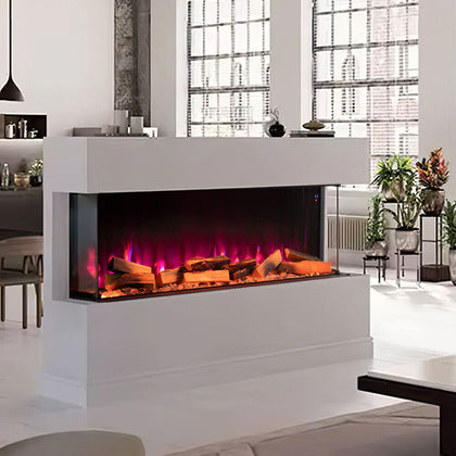 50in Electric Fireplace Panoramic Media Wood 12 Flame Standing Insert LED Stove