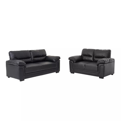 2 /3 Seater Sofa Black or Beige Faux Leather Modern Design Living Room Office