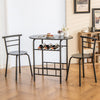Small Table and 2 Chairs 3PCS Bar Kitchen Dining Breakfast Furniture Set W/Shelf