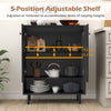 2-Door Kitchen Storage Cabinet with Adjustable Shelf-Black