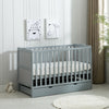 Grey Wooden Baby Cot Bed & Drawer & Aloe Vera Mattress (Orlando Drawer)