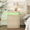 LED Bedside Table 2 Drawers Cabinet Charging Station Nightstand Storage Wood