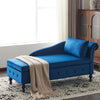Upholstered Lounge Sofa with Armrest Chaise Sofa with Storage and Pillow Blue