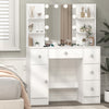 White Dressing Table Stool Vanity Set Makeup Desk 5 Drawers with Sliding mirror