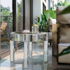 Luxury Silver Crushed Crystal Round Coffee Table Sparkle Diamante Accent Table