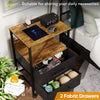 Bedside Table with Charging Station, Nightstand with 2 Outlets and 2 USB Ports